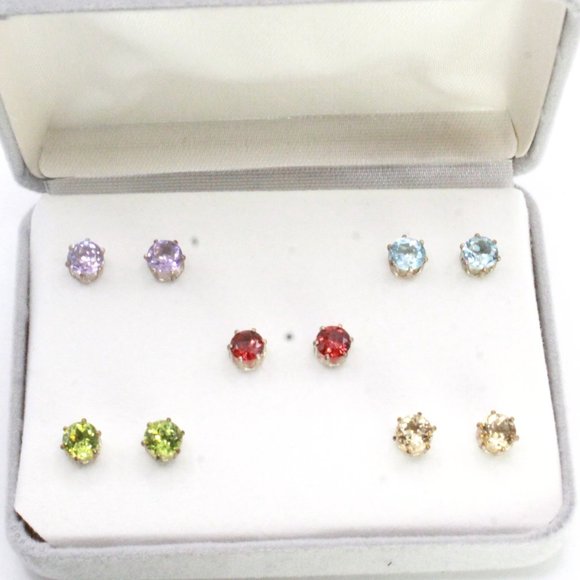 Sterling Silver Multi Color Gemstone Earrings - Picture 4 of 5